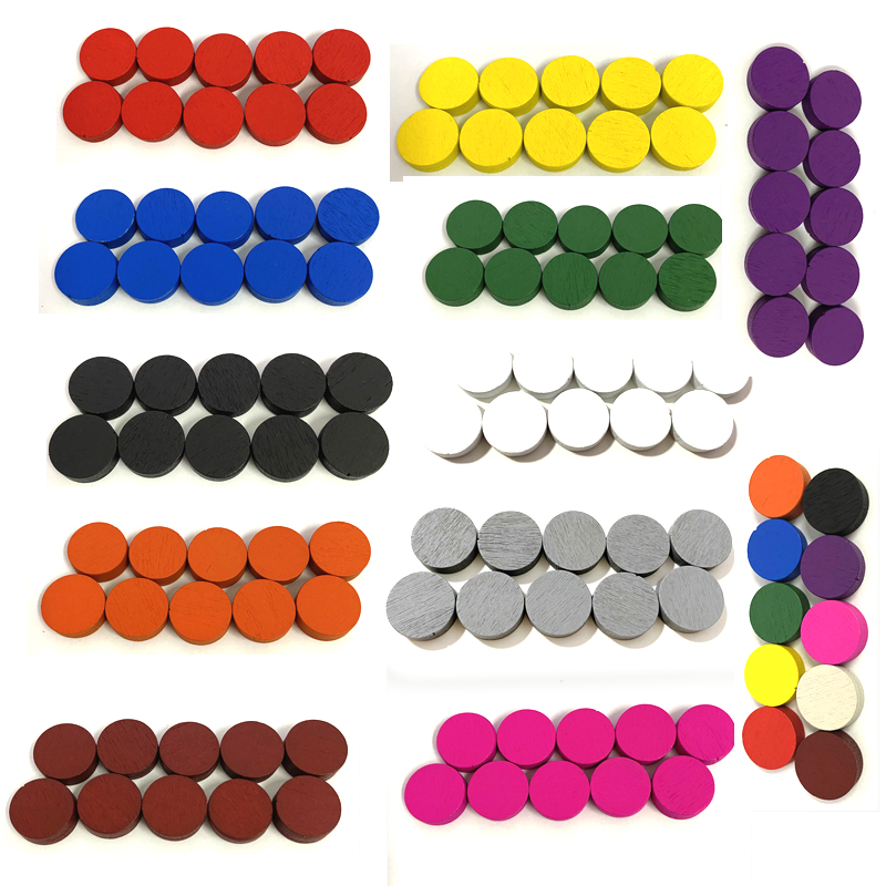 Board Game Sequence - 50 個 15*5 ミリメートル 11 色木製ディスクディスクポーンゲームピースカラフルなチェストーク用ボードゲームアクセサリー