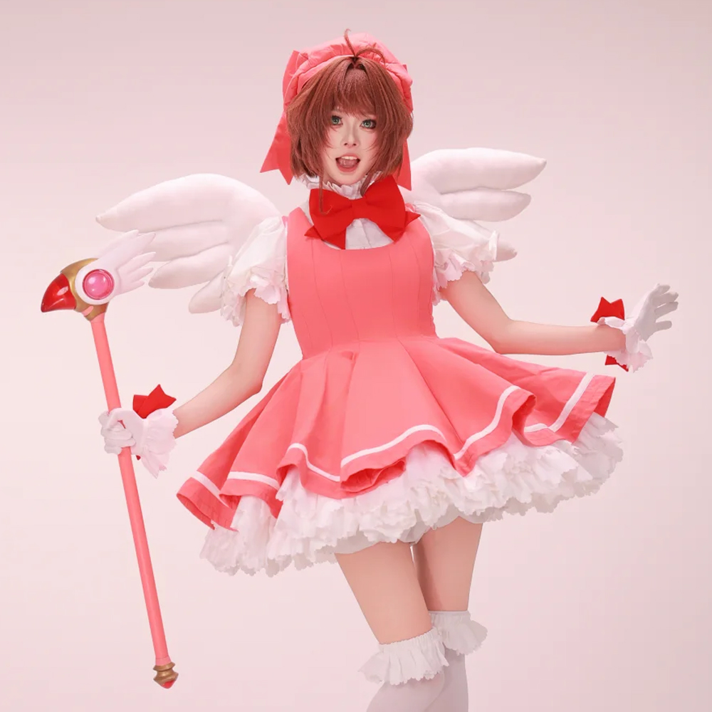 Board Game Card - 木之本桜 コスプレ ピンク ロリータドレス ウィッグセット ロールプレイ