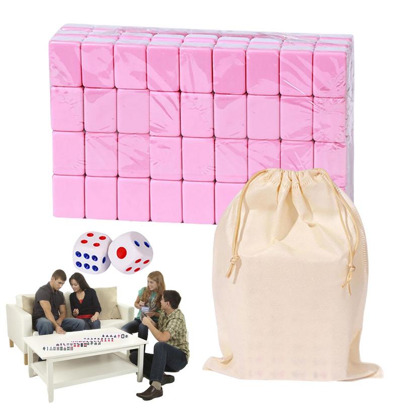Board Game Mahjong - 竹製収納バッグ付きポータブルボードゲーム,146メラミン樹脂製収納バッグ付きポータブルゲーム,家族やレジャー用