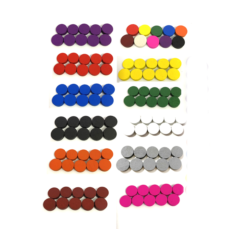 Board Game Sequence - ボードゲーム用の木製トークン10x5mm,100個,チェス,教育ゲーム用アクセサリー,8色