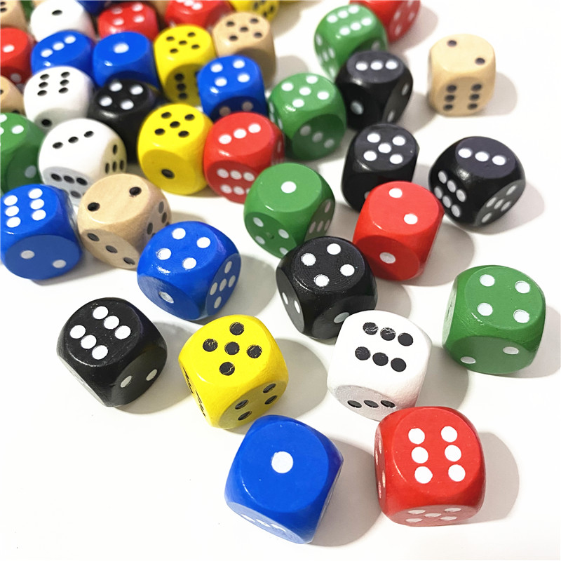 Dice Tower Wooden - 50個/セット 16mm木製ポイントキューブ ラウンドコーナーダイス 6面カラフルポイントダイス ボードゲームアクセサリー用