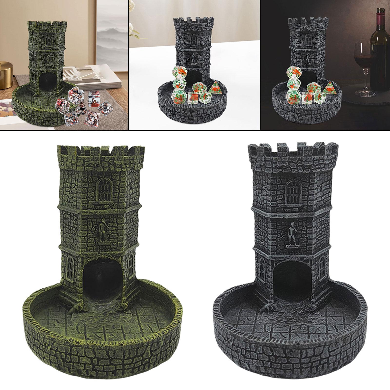 Dice Tower Wooden - キャッスルダイスタワー卓上ロールプレイングゲーム樹脂ランダムアクセサリーボードゲーム用ダイスローリングタワー誕生日ギフトゲーマー用