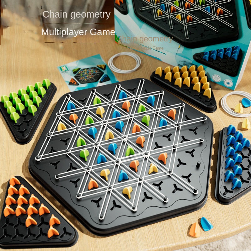 Board Game Sequence - 新しいトライアングルチェーンラバーバンドチェスデスクトップパズルゲーム、家族親子インタラクションゲーム、エクササイズロジックパズル赤ちゃんのおもちゃ