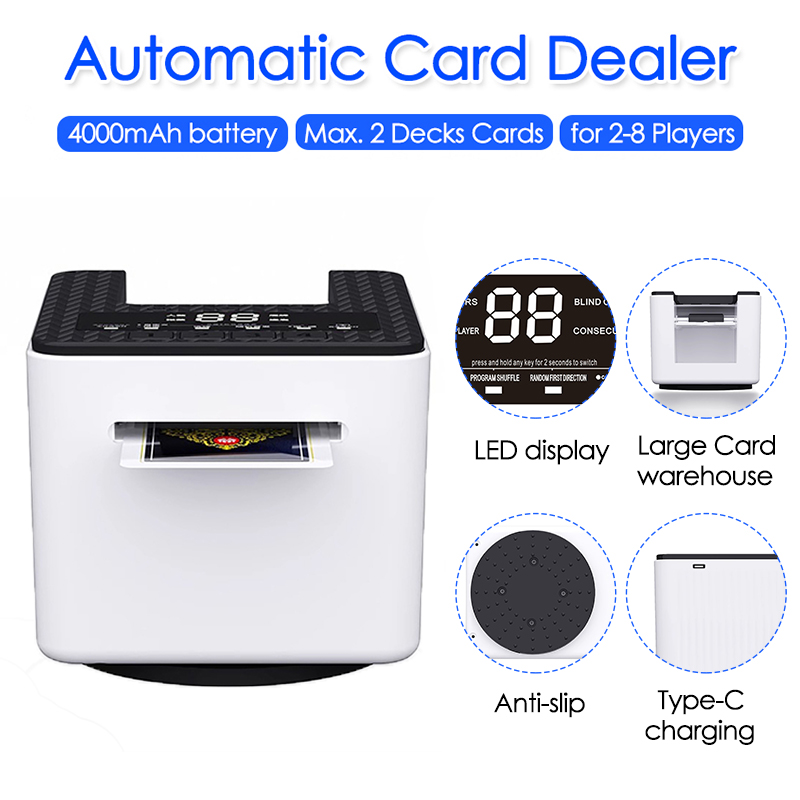 Board Game Card - 360 ° 回転自動カードディーリングマシン 4000mAh 充電式電動ポーカーカードディスペンサー トランプディーラー