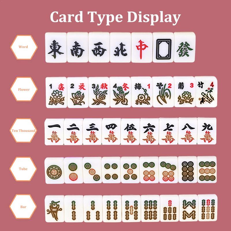 竹製収納バッグ付きポータブルボードゲーム,146メラミン樹脂 - Board Game Mahjong のレビューと価格