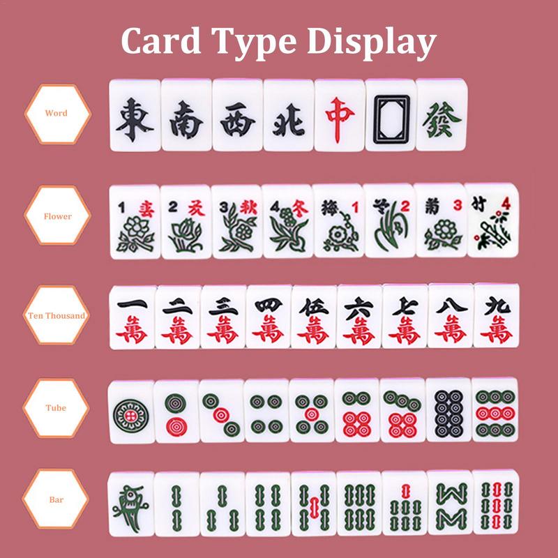 竹製収納バッグ付きポータブルボードゲーム,146メラミン樹脂 - Board Game Mahjong のレビューと価格
