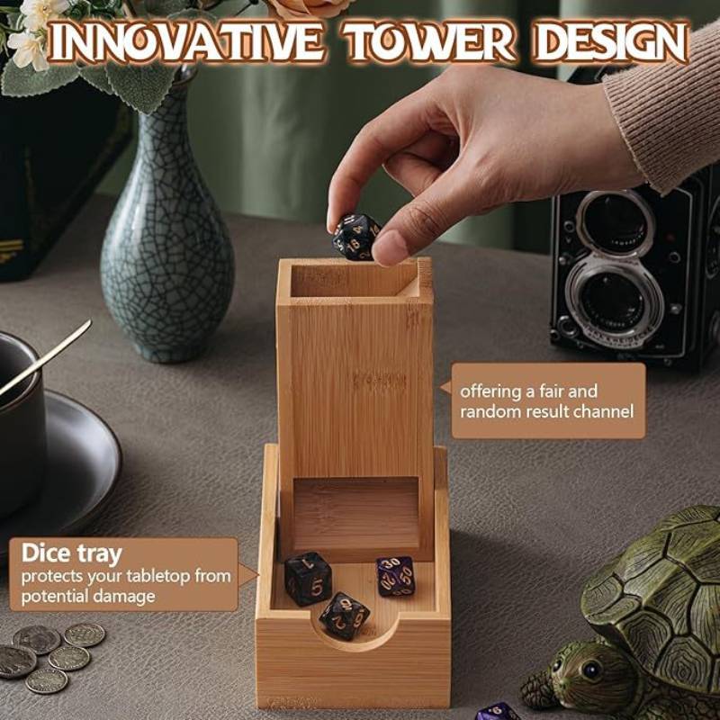 折りたたみ式ダイストワーダイス収納ボックス 竹製ローリングタ - Dice Tower Wooden のレビューと価格