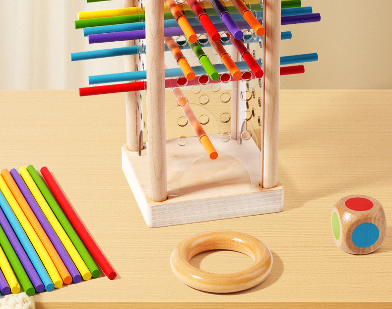 知育玩具 - デスクトップダイスと棒引きゲーム ピザタワー  - Dice Tower Wooden のレビューと価格