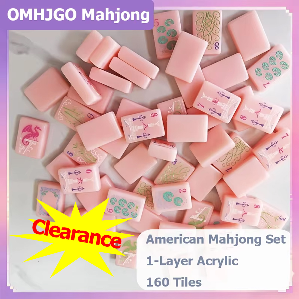 明るいピンクの単層アメリカン麻雀セット 160枚の麻雀牌 ア - Board Game Mahjong のレビューと価格