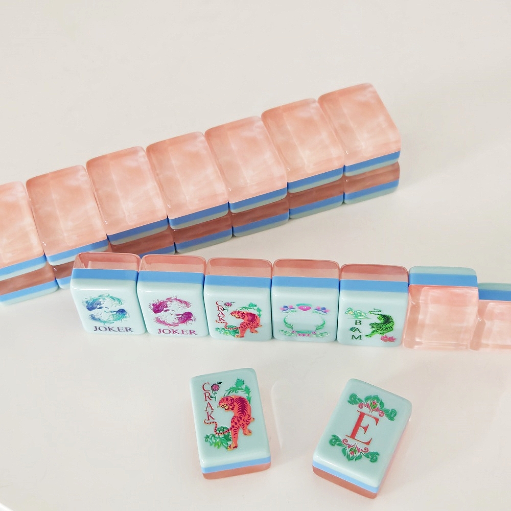 最新トレンドの刻印入りパールピンクアクリル製アメリカン麻雀牌 - Board Game Mahjong のレビューと価格