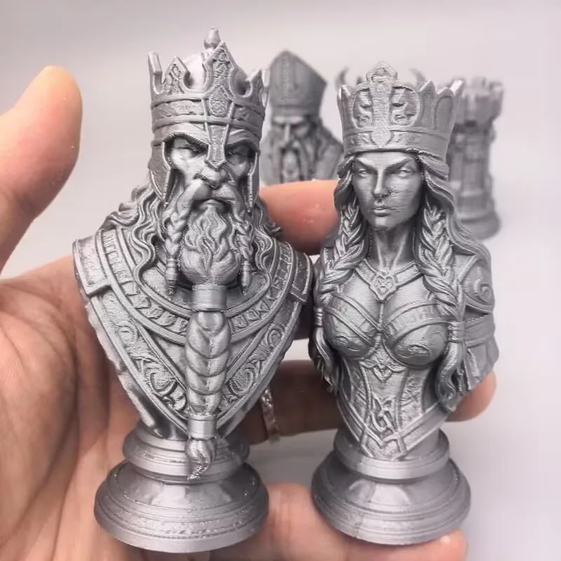 10cm 3Dプリントチェスの駒、北欧神話のキング・クイーン - Board Game Queen のレビューと価格