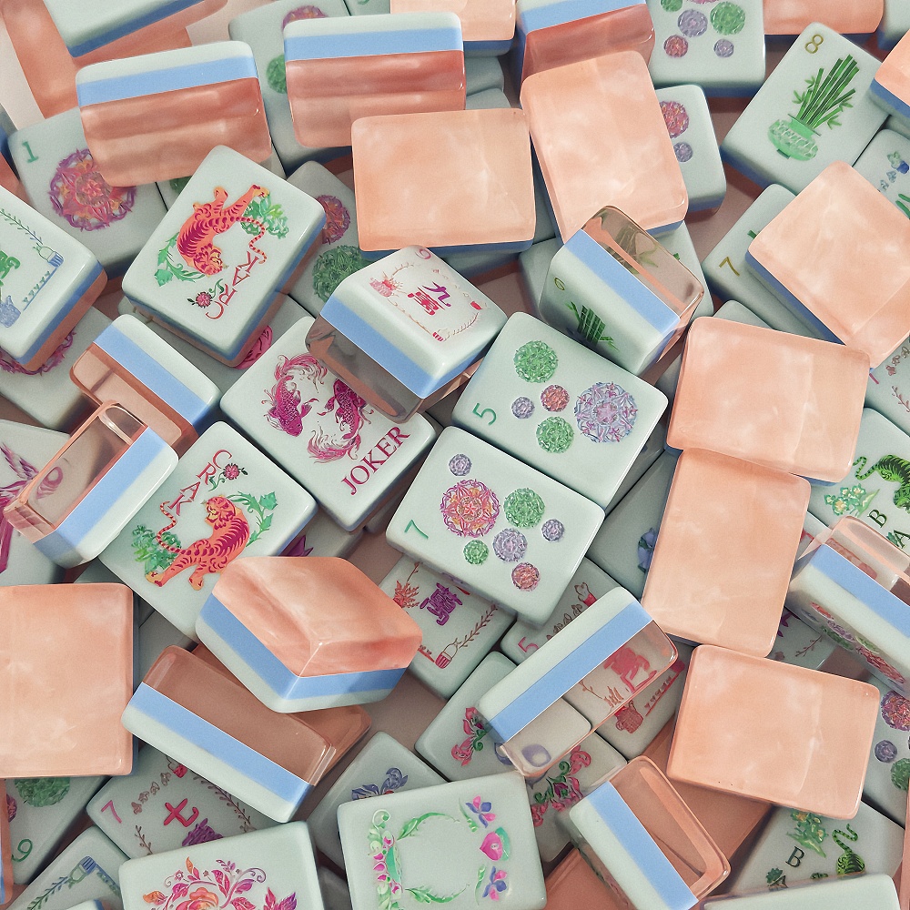 彫刻入りパールピンクアクリル製アメリカン麻雀牌160枚入り高 - Board Game Mahjong のレビューと価格